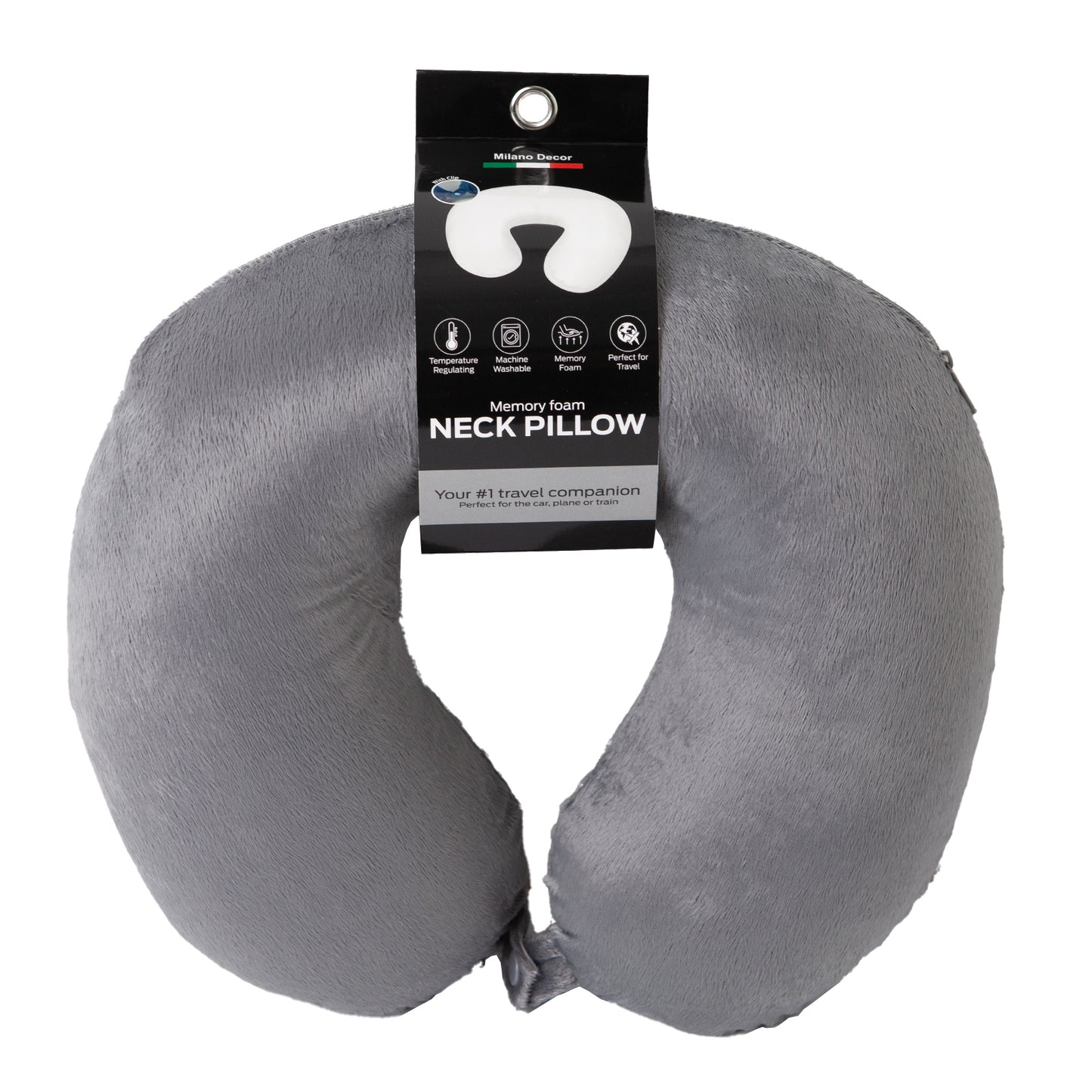Milano Decor Memory Foam Travel Neck Pillow With Clip Cushion Support Soft Blue