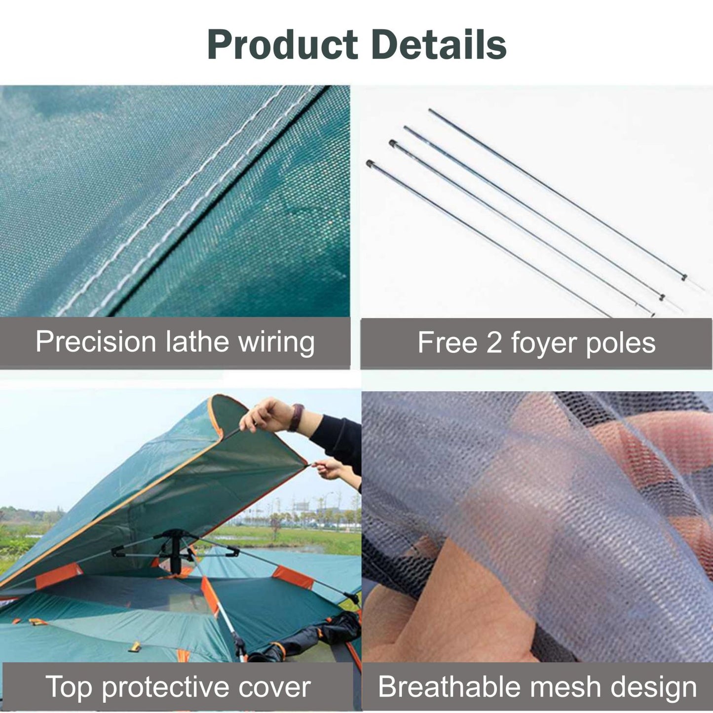 Instant Pop Up Tent For Hiking 2/3/4 Person Camping Tents, Waterproof Windproof Family Tent With Top Rainfly, Easy Set Up, Portable With Carry Bag, With UV Protection / GREEN-ORANGE