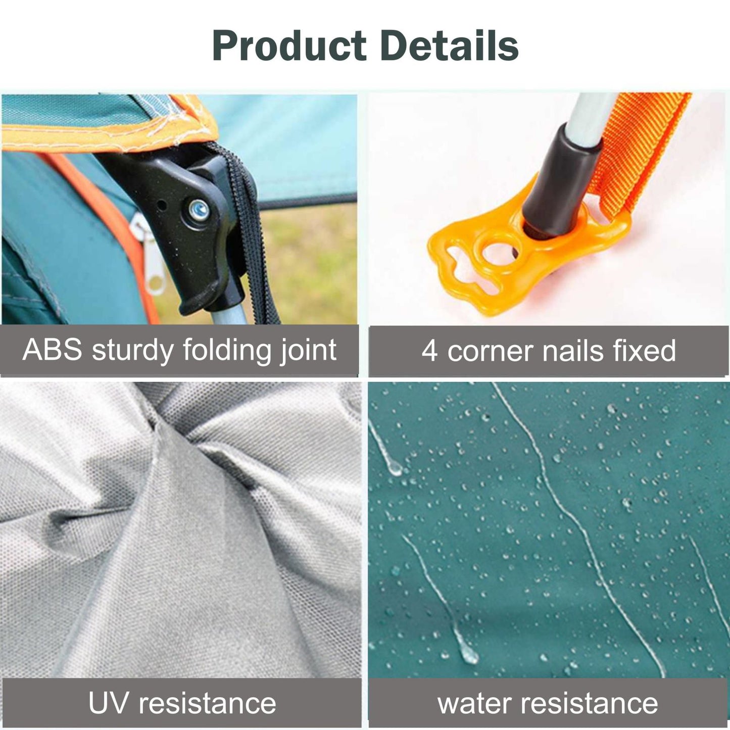 Instant Pop Up Tent For Hiking 2/3/4 Person Camping Tents, Waterproof Windproof Family Tent With Top Rainfly, Easy Set Up, Portable With Carry Bag, With UV Protection / GREEN-ORANGE