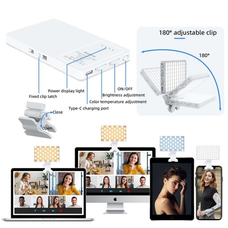 Portable Led Fill Light For Phone Laptop And Video Conferencing - Black