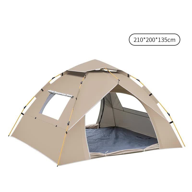 Beige 2 Person Lightweight Camping Tent (200*150*125cm) | UV Protection Silver Coated, Dual Doors & Windows