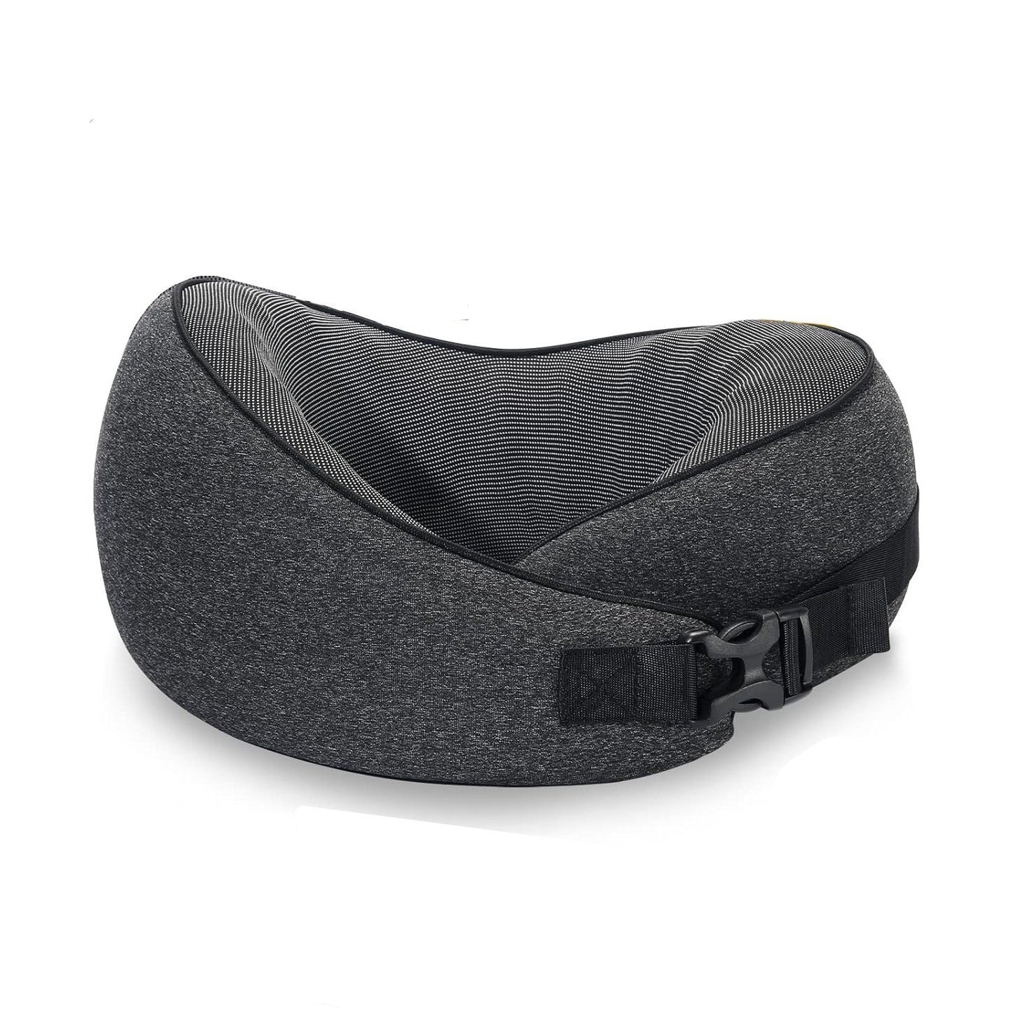 Light Gray Buckle Tape Memory Foam U-Shaped Neck Pillow - Snail Travel Cushion for Airplane, Office Nap, and Travel - Adjustable with Magnetic Therapy Cloth