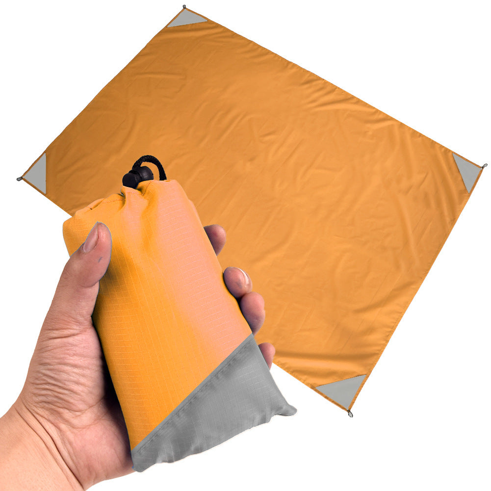 Grey And Orange Portable Waterproof Camping Mat - Foldable Picnic and Beach Blanket