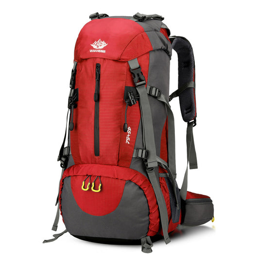 Red High-Capacity Nylon Hiking Backpack - Durable, Multi-Functional Outdoor Travel Pack