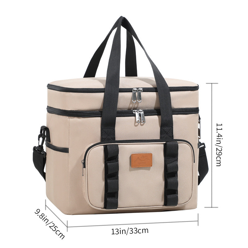 Green 23L Extra Large Insulated Cooler Bag with Double Layers - Perfect for Camping, Picnics, and Outdoor Adventures