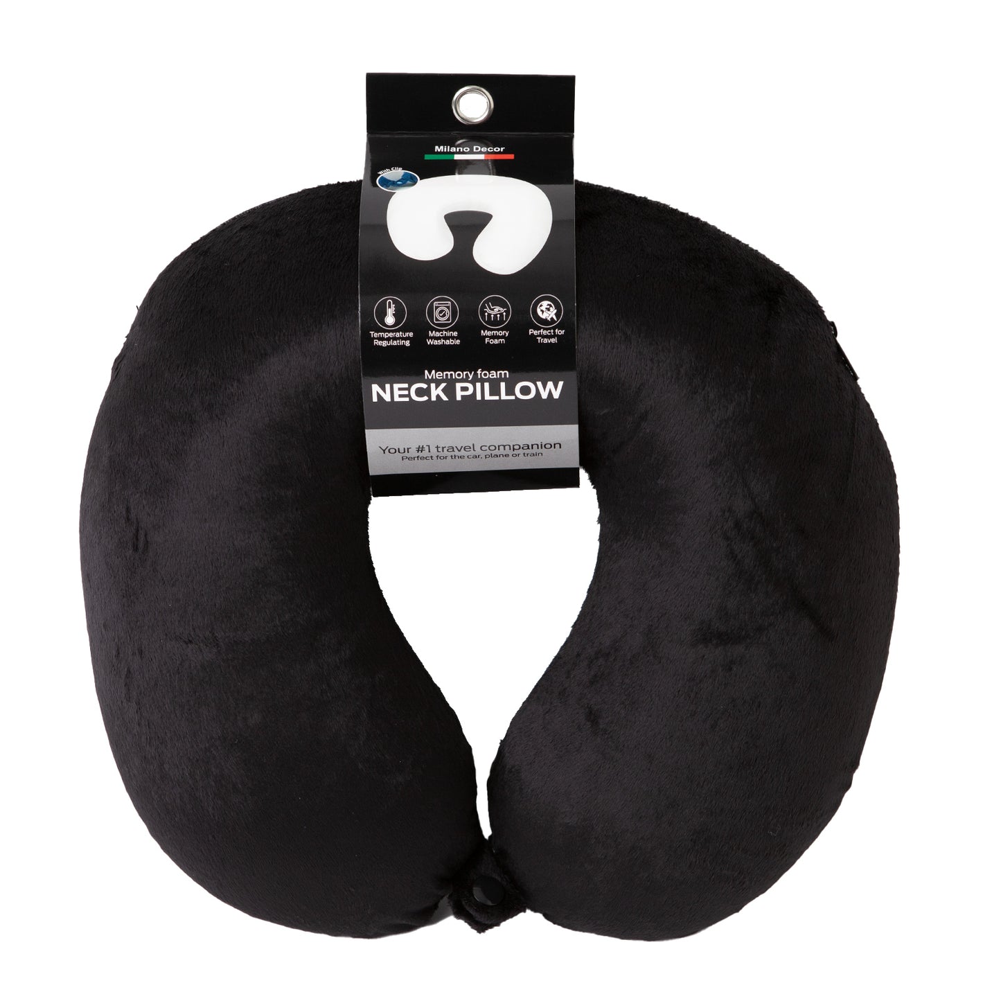 Milano Decor Memory Foam Travel Neck Pillow With Clip Cushion Support Soft Blue