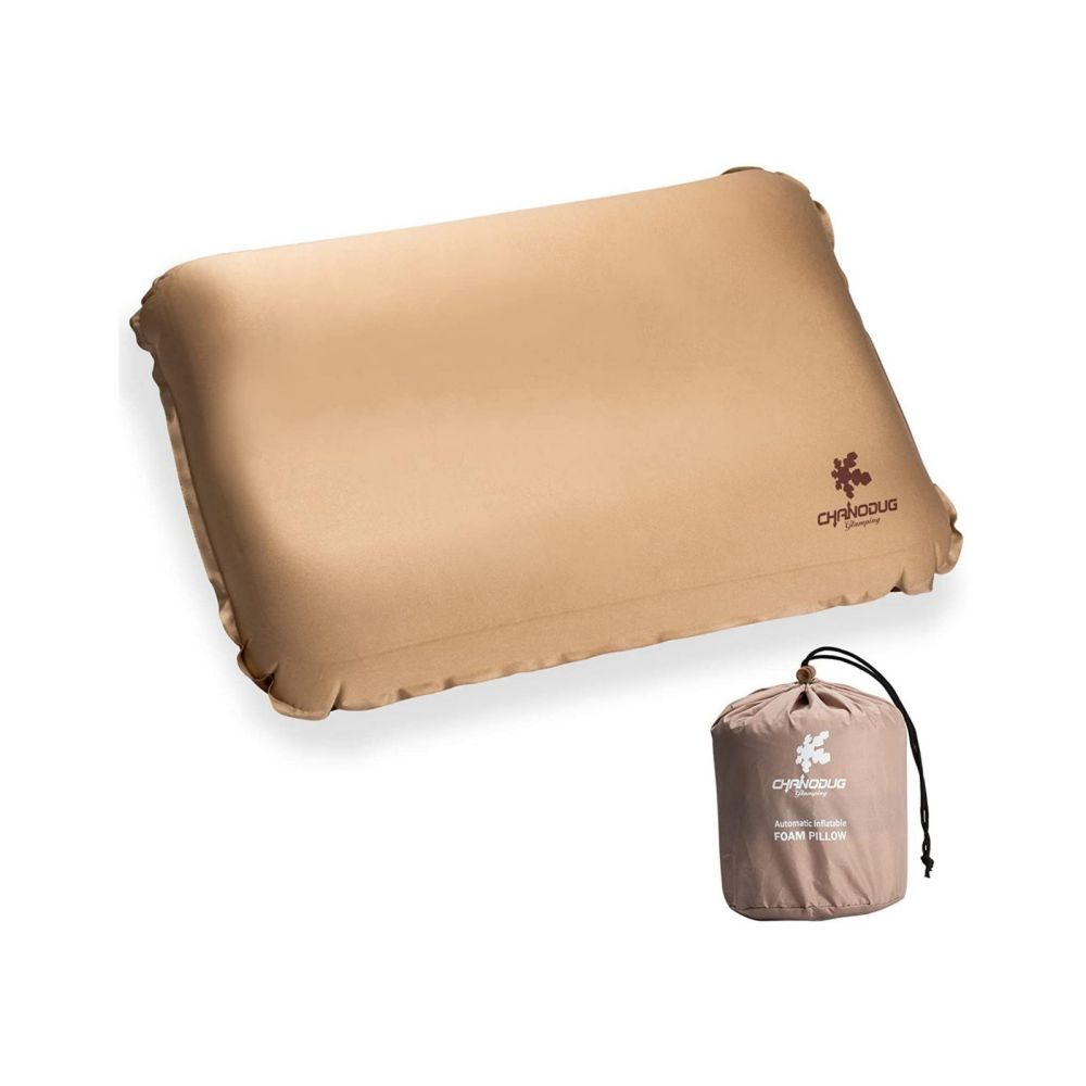 Self Inflating Camping Pillow with Ergonomic 4D Support - Blue