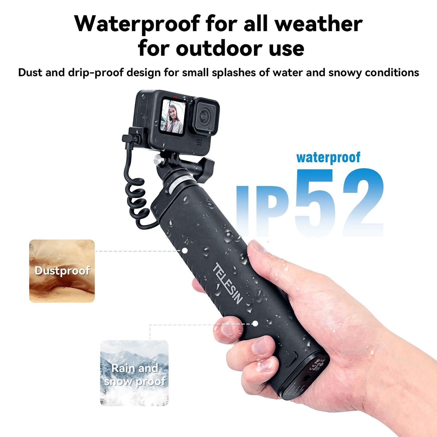 Sports Camera And Phone Selfie Stick With 10000Mah Power Bank