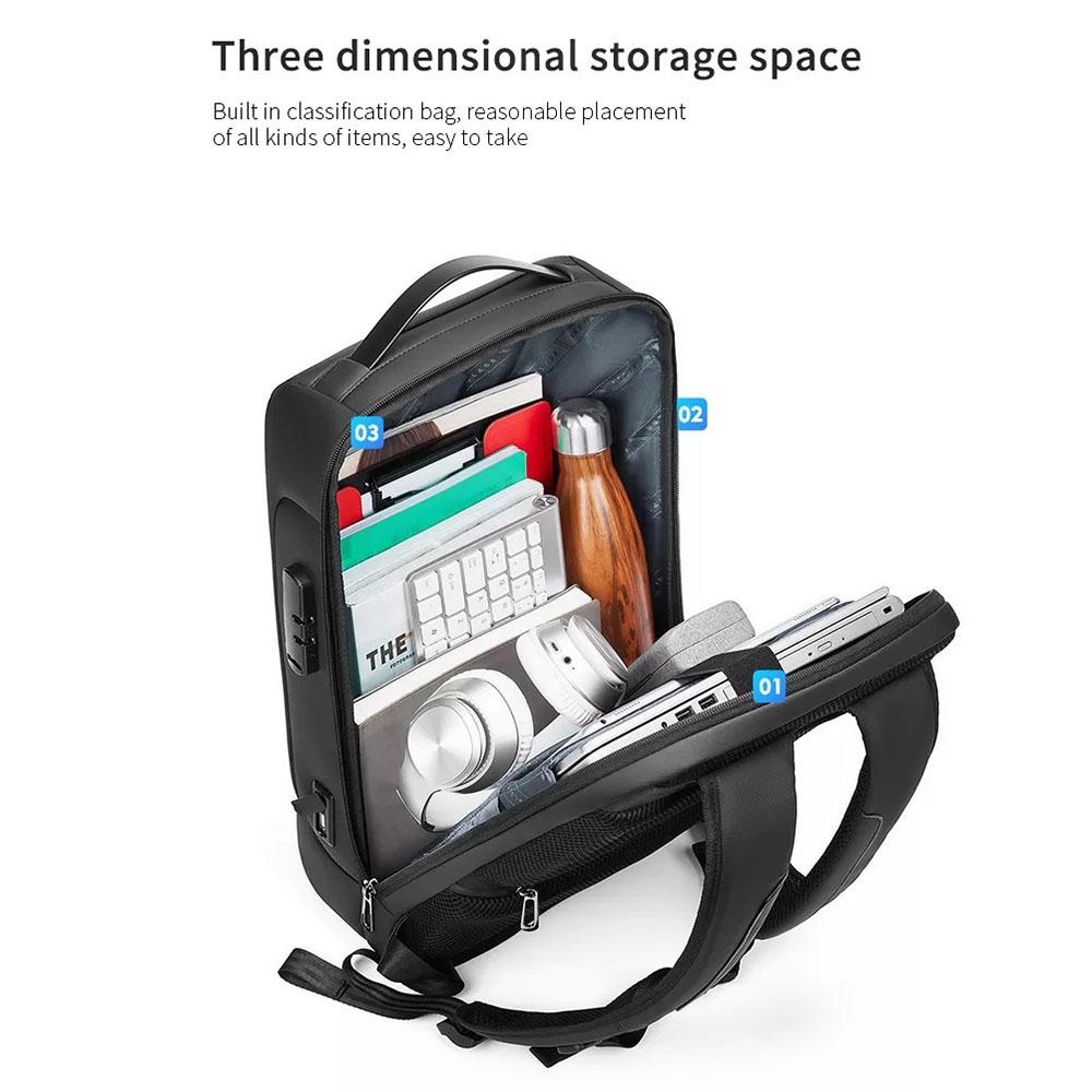 Large Capacity Waterproof Laptop Backpack With Usb Port For Business Travel