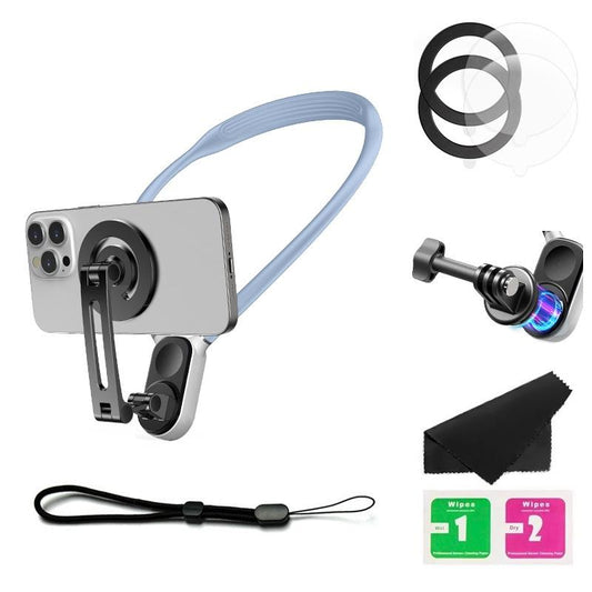 Versatile Magnetic Neck Holder For Phones And Action Cameras - Glacier Blue