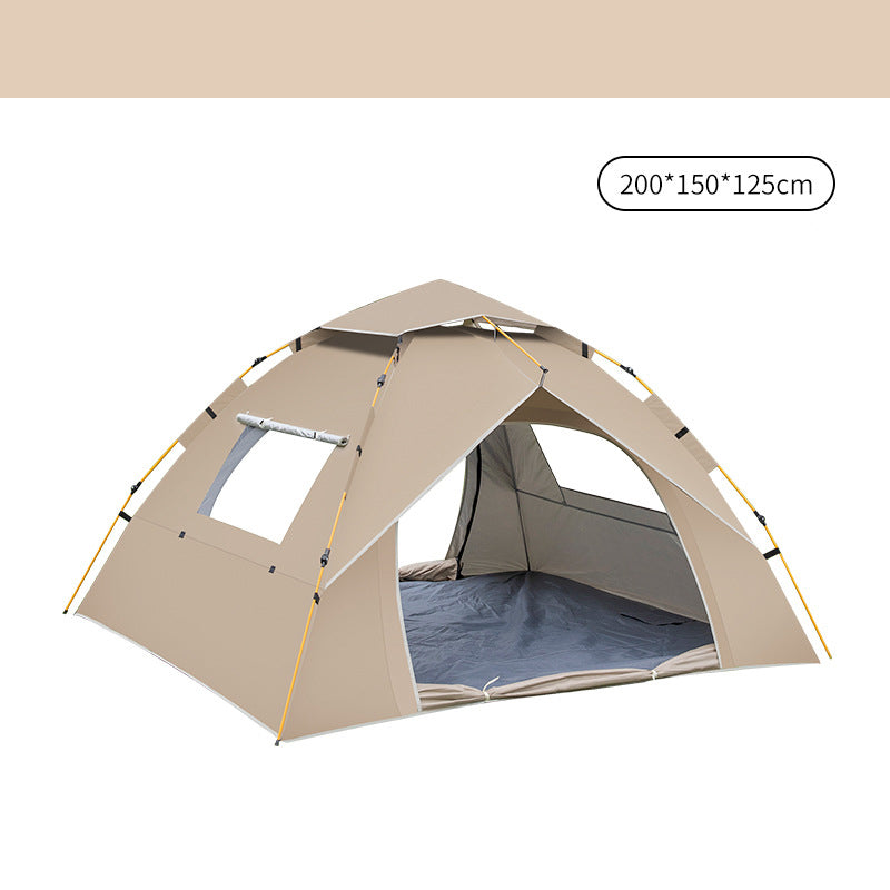Beige 2 Person Lightweight Camping Tent (200*150*125cm) | UV Protection Silver Coated, Dual Doors & Windows