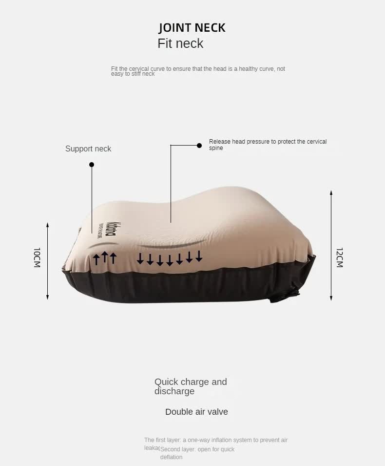 Automatic Inflatable 3D Outdoor Sponge Pillow - Portable Camping Travel Neck Cushion, Comfortable Air Mattress for Tent, Versatile Nap Pillow